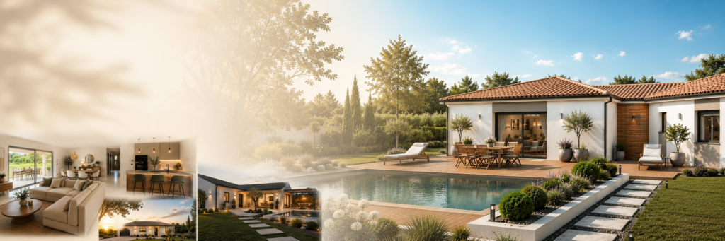 Maison individuelle contemporaine avec jardin et piscine près de Périgueux en Dordogne