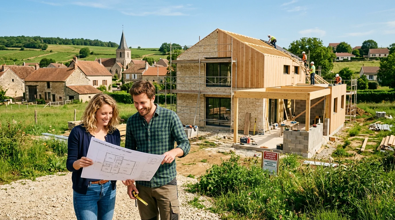 Maison neuve en construction dans un village proche de Périgueux