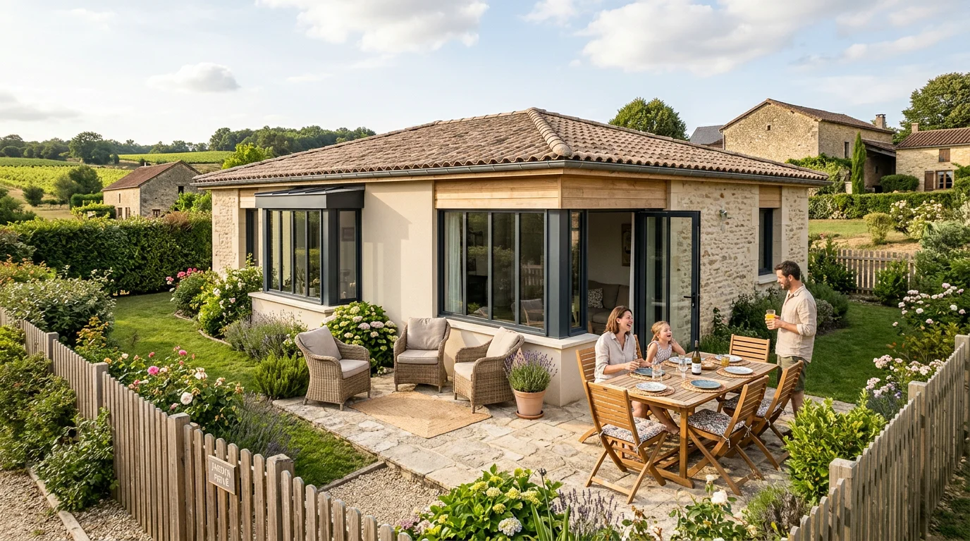 Maison neuve de plain-pied avec jardin dans un cadre rural du Périgord