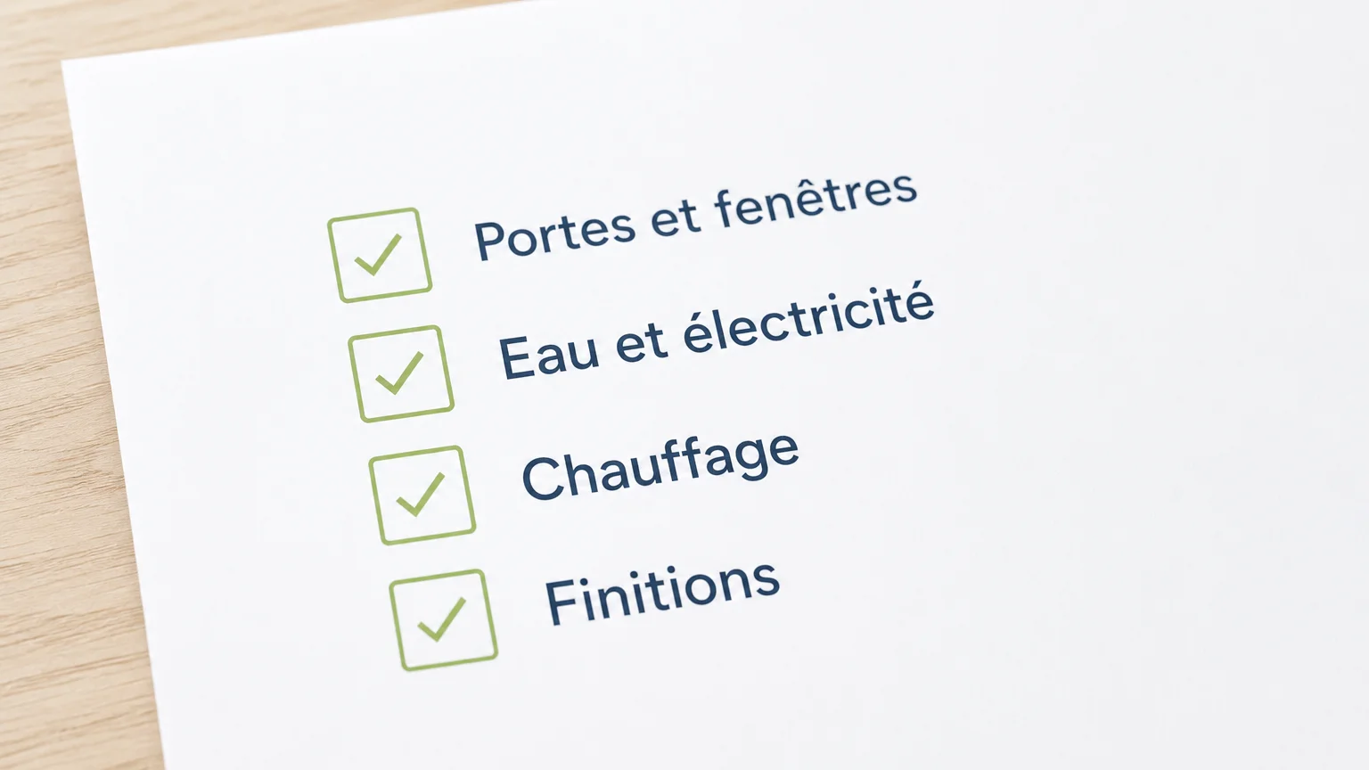 Checklist en français pour contrôler une maison lors de la réception